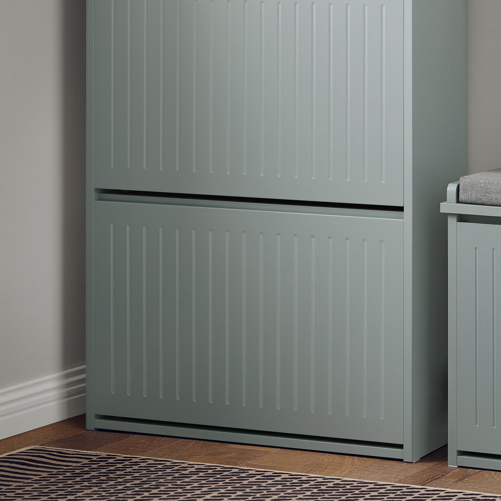 Scarpiera Con 2 Ribalte E 1 Cassetto Scarpiera Con Scomparto Aggiuntivo Portascarpe Salvaspazio Grigio 61x26x100cm FSR165-HG