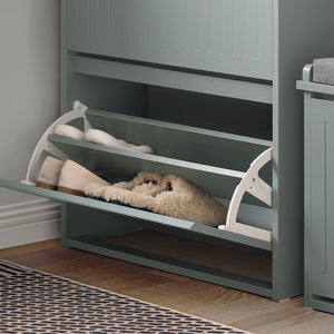 Scarpiera Con 2 Ribalte E 1 Cassetto Scarpiera Con Scomparto Aggiuntivo Portascarpe Salvaspazio Grigio 61x26x100cm FSR165-HG