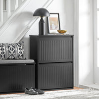 Scarpiera Con 2 Ribalte E 4 Ripiani Scarpiera Con Scomparto Aggiuntivo Portascarpe Salvaspazio Nero 61x26x81cm FSR165-K-SCH