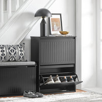 Scarpiera Con 2 Ribalte E 4 Ripiani Scarpiera Con Scomparto Aggiuntivo Portascarpe Salvaspazio Nero 61x26x81cm FSR165-K-SCH