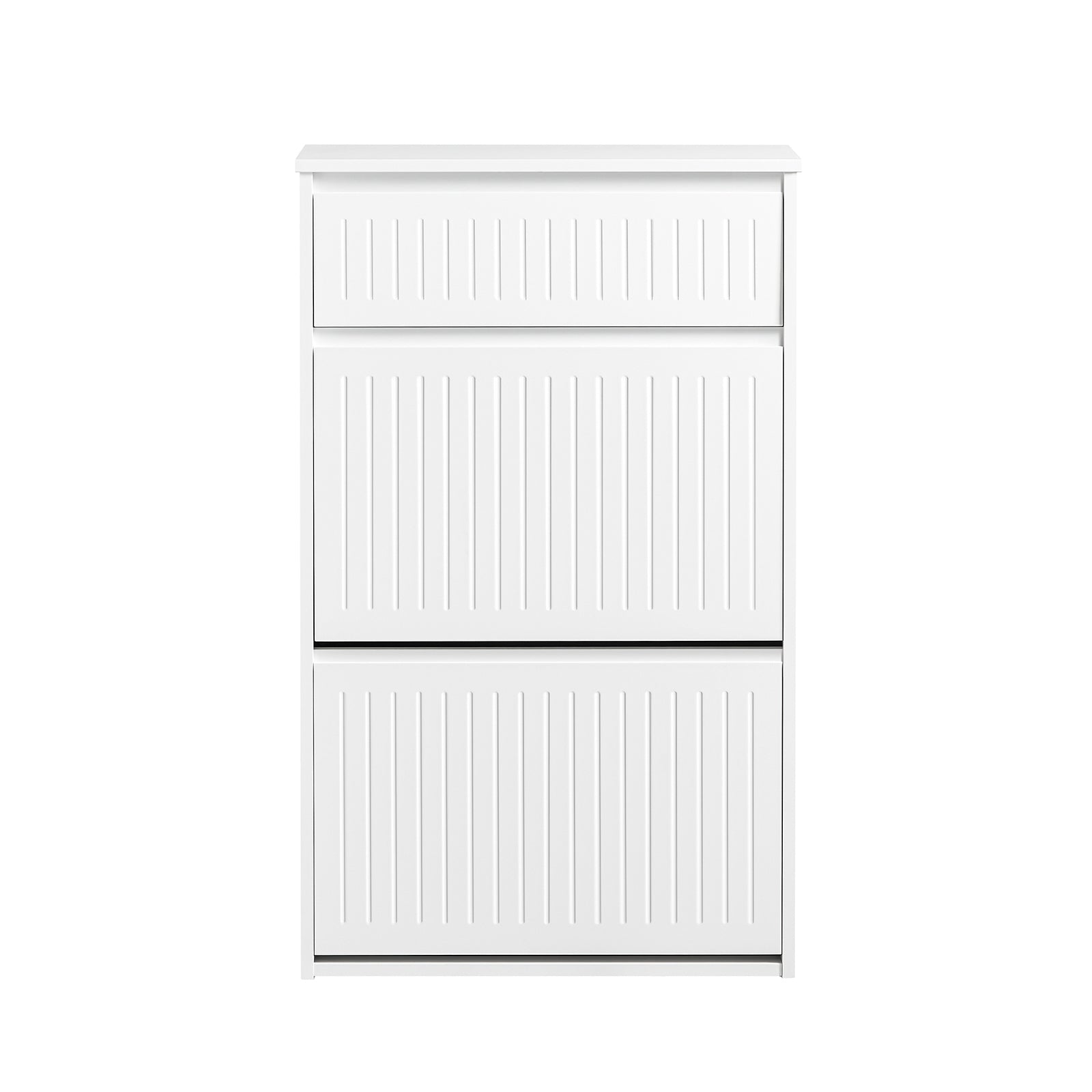 Scarpiera Con 2 Ribalte E 1 Cassetto Scarpiera Con Scomparto Aggiuntivo Portascarpe Salvaspazio Bianco 61x26x100cm FSR165-W