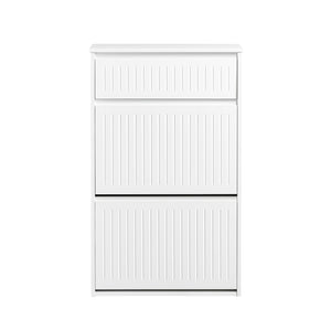 Scarpiera Con 2 Ribalte E 1 Cassetto Scarpiera Con Scomparto Aggiuntivo Portascarpe Salvaspazio Bianco 61x26x100cm FSR165-W