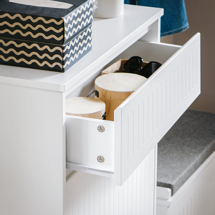 Scarpiera Con 2 Ribalte E 1 Cassetto Scarpiera Con Scomparto Aggiuntivo Portascarpe Salvaspazio Bianco 61x26x100cm FSR165-W