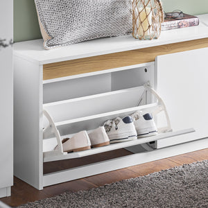 Panca da ingresso con contenitore Scarpiera con patta Bianco 104x30x47cm FSR171-W