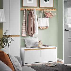 Panca da ingresso con contenitore Scarpiera con patta Bianco 104x30x47cm FSR171-W