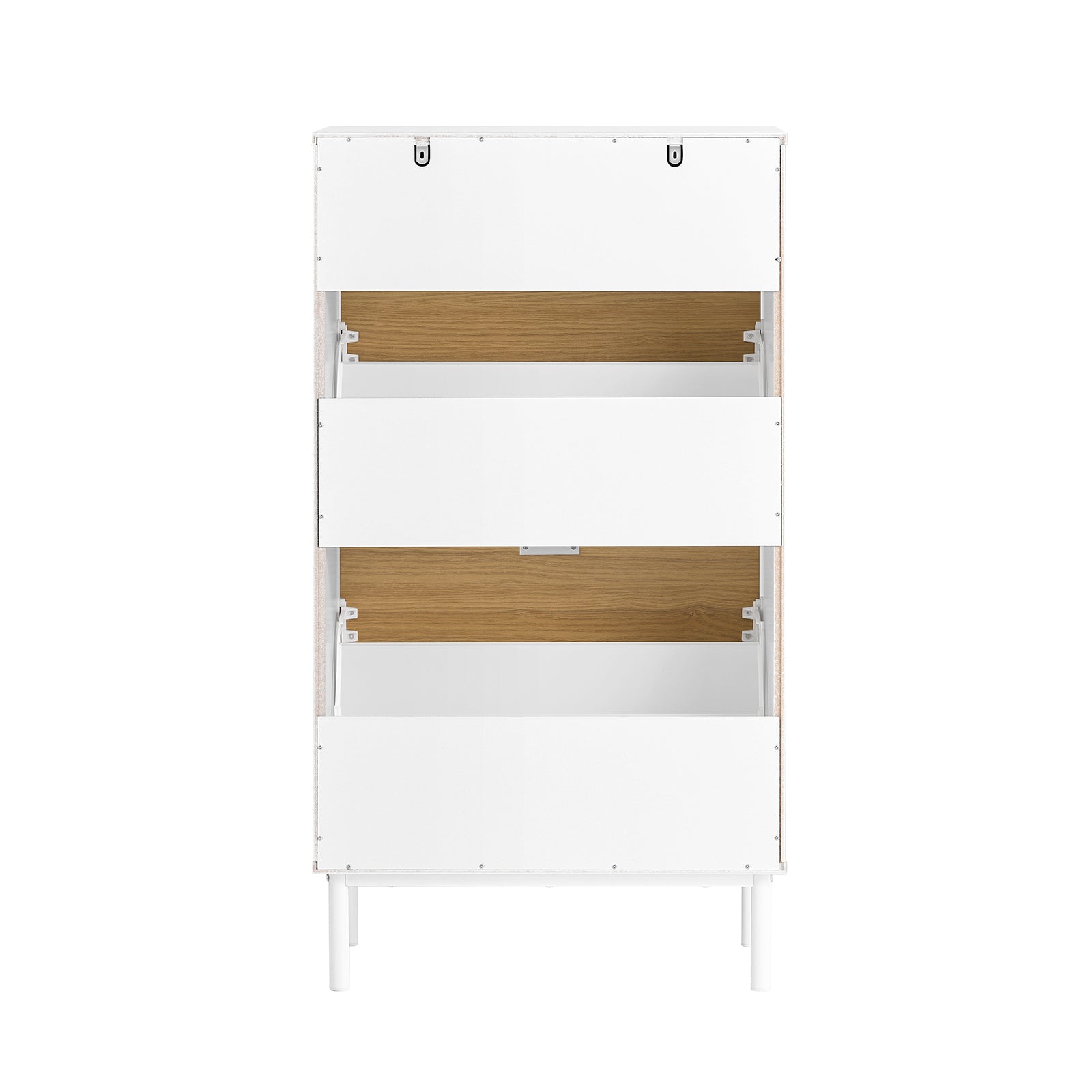 Scarpiera slim, Portascarpe con 2 ribalte e 1 cassetto, Bianco-Naturale 60x35x110cm FSR174-WN