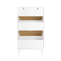Scarpiera slim, Portascarpe con 2 ribalte e 1 cassetto, Bianco-Naturale 60x35x110cm FSR174-WN
