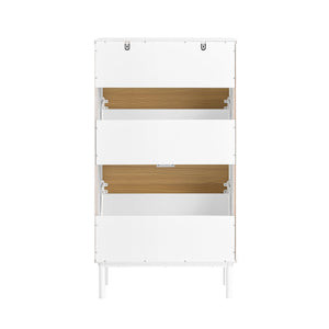 Scarpiera slim, Portascarpe con 2 ribalte e 1 cassetto, Bianco-Naturale 60x35x110cm FSR174-WN