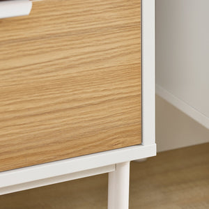 Scarpiera slim, Portascarpe con 2 ribalte e 1 cassetto, Bianco-Naturale 60x35x110cm FSR174-WN