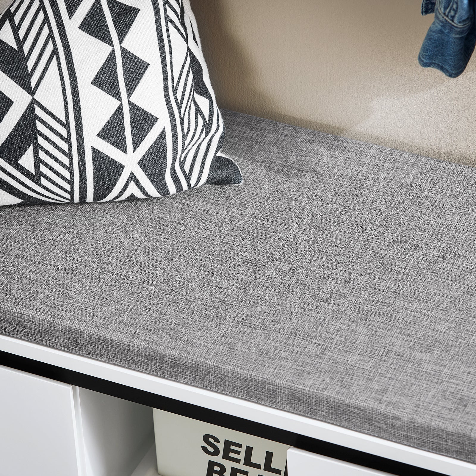 Scarpiera con 2 ante e 2 cassetti, Panca con vano portaoggetti, Panca ingresso, Scarpiera con sedile, Bianco 110x35x42cm FSR176-W