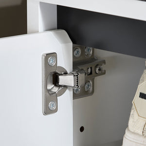 Scarpiera con 2 ante e 2 cassetti, Panca con vano portaoggetti, Panca ingresso, Scarpiera con sedile, Bianco 110x35x42cm FSR176-W