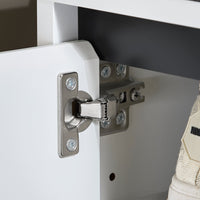 Scarpiera con 2 ante e 2 cassetti, Panca con vano portaoggetti, Panca ingresso, Scarpiera con sedile, Bianco 110x35x42cm FSR176-W