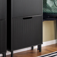 Mobiletto portascarpe scarpiera mobile ingresso salvaspazio Regolabili Nero 50x19x130cm 3 ante FSR177-H-SCH