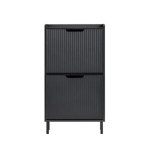 Mobiletto portascarpe scarpiera mobile ingresso salvaspazio Regolabili Nero 50x19x90cm 2 ante FSR177-SCH