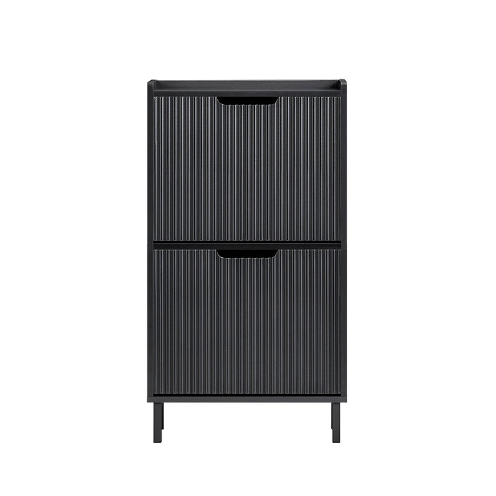 Mobiletto portascarpe scarpiera mobile ingresso salvaspazio Regolabili Nero 50x19x90cm 2 ante FSR177-SCH