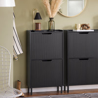 Mobiletto portascarpe scarpiera mobile ingresso salvaspazio Regolabili Nero 50x19x90cm 2 ante FSR177-SCH