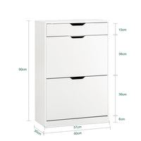 Scarpiera ribaltabile Scarpiera a 2 ribalte e un cassetto Portascarpe salvaspazio Slim, Bianco 60x30x90cm FSR180-W