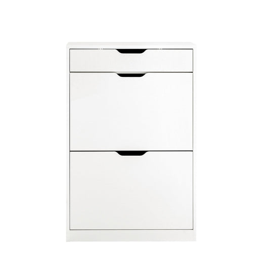 Scarpiera ribaltabile Scarpiera a 2 ribalte e un cassetto Portascarpe salvaspazio Slim, Bianco 60x30x90cm FSR180-W