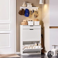 Scarpiera ribaltabile Scarpiera a 2 ribalte e un cassetto Portascarpe salvaspazio Slim, Bianco 60x30x90cm FSR180-W