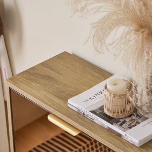 SoBuy Scarpiera con 3 ante in vetro Scarpiera con 6 ripiani Scarpiera portascarpe Colore d'oro 55x24x124cm FSR181-H-G