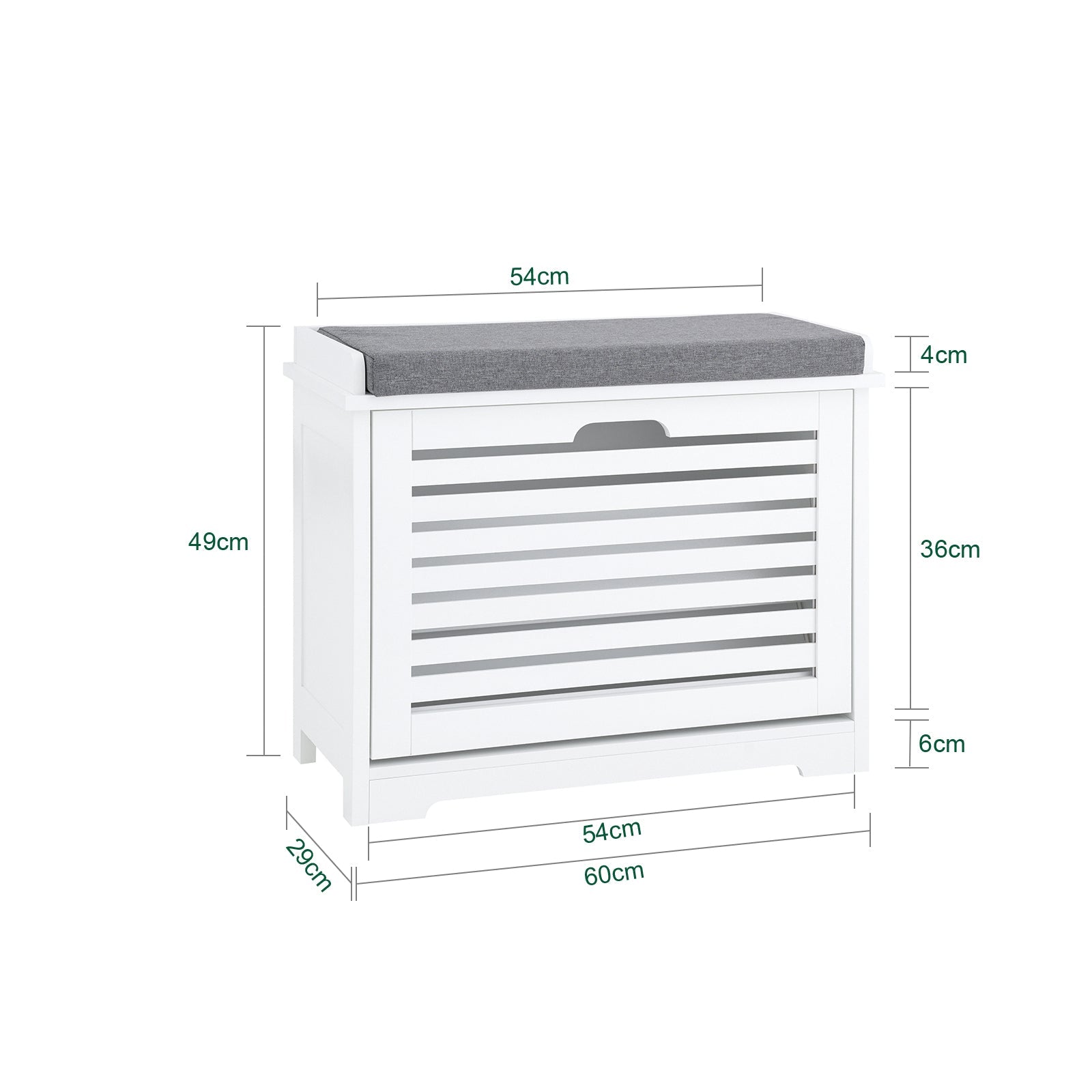 SoBuy Scarpiera Panca Scarpiera Portascarpe Bianco Con Seduta Bianco 60x29x49cm FSR184-K-W