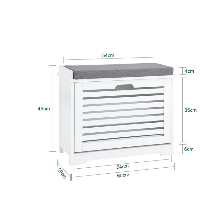 SoBuy Scarpiera Panca Scarpiera Portascarpe Bianco Con Seduta Bianco 60x29x49cm FSR184-K-W