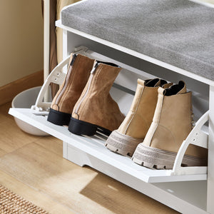 SoBuy Scarpiera Panca Scarpiera Portascarpe Bianco Con Seduta Bianco 60x29x49cm FSR184-K-W