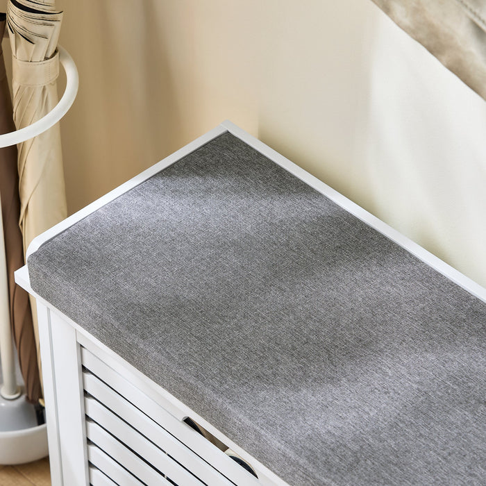 SoBuy Scarpiera Panca Scarpiera Portascarpe Bianco Con Seduta Bianco 60x29x49cm FSR184-K-W