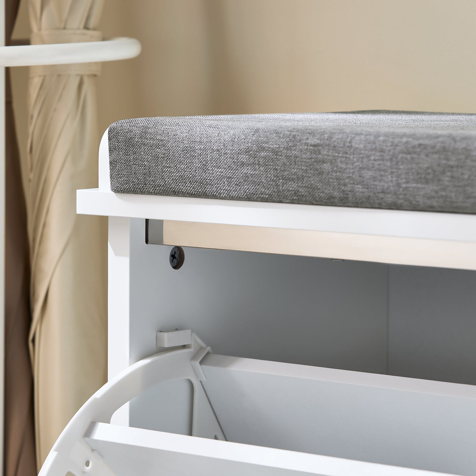 SoBuy Scarpiera Panca Scarpiera Portascarpe Bianco Con Seduta Bianco 60x29x49cm FSR184-K-W