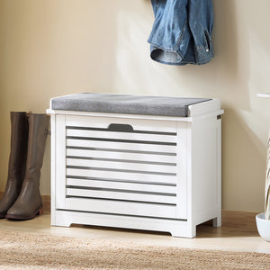 SoBuy Scarpiera Panca Scarpiera Portascarpe Bianco Con Seduta Bianco 60x29x49cm FSR184-K-W