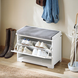 SoBuy Scarpiera Panca Scarpiera Portascarpe Bianco Con Seduta Bianco 60x29x49cm FSR184-K-W