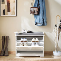 SoBuy Scarpiera Panca Scarpiera Portascarpe Bianco Con Seduta Bianco 60x29x49cm FSR184-K-W
