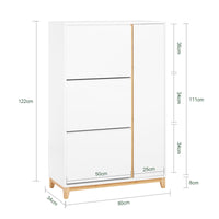 SoBuy Scarpiera con 3 ante Scarpiera stretta con 6 ripiani Cassettiera per scarpe Bianco-Naturale 86x34x122 cm FSR189-WN