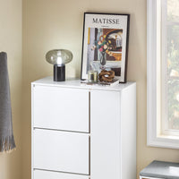 SoBuy Scarpiera con 3 ante Scarpiera stretta con 6 ripiani Cassettiera per scarpe Bianco-Naturale 86x34x122 cm FSR189-WN