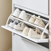 SoBuy Scarpiera con 3 ante Scarpiera stretta con 6 ripiani Cassettiera per scarpe Bianco-Naturale 86x34x122 cm FSR189-WN