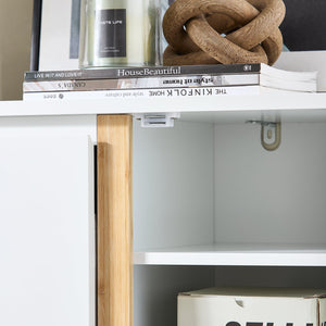 SoBuy Scarpiera con 3 ante Scarpiera stretta con 6 ripiani Cassettiera per scarpe Bianco-Naturale 86x34x122 cm FSR189-WN