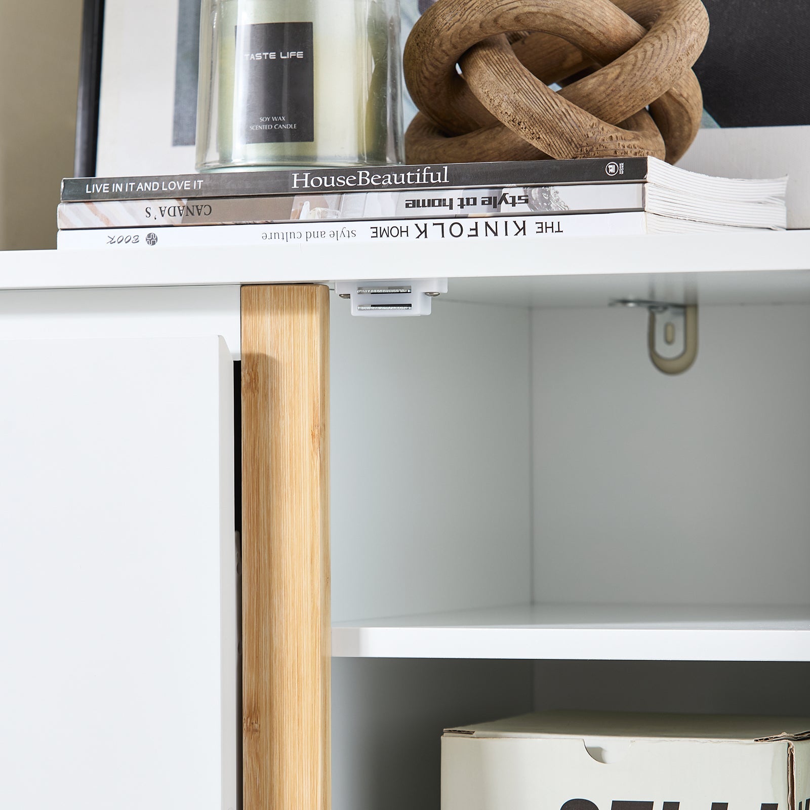 SoBuy Scarpiera con 3 ante Scarpiera stretta con 6 ripiani Cassettiera per scarpe Bianco-Naturale 86x34x122 cm FSR189-WN