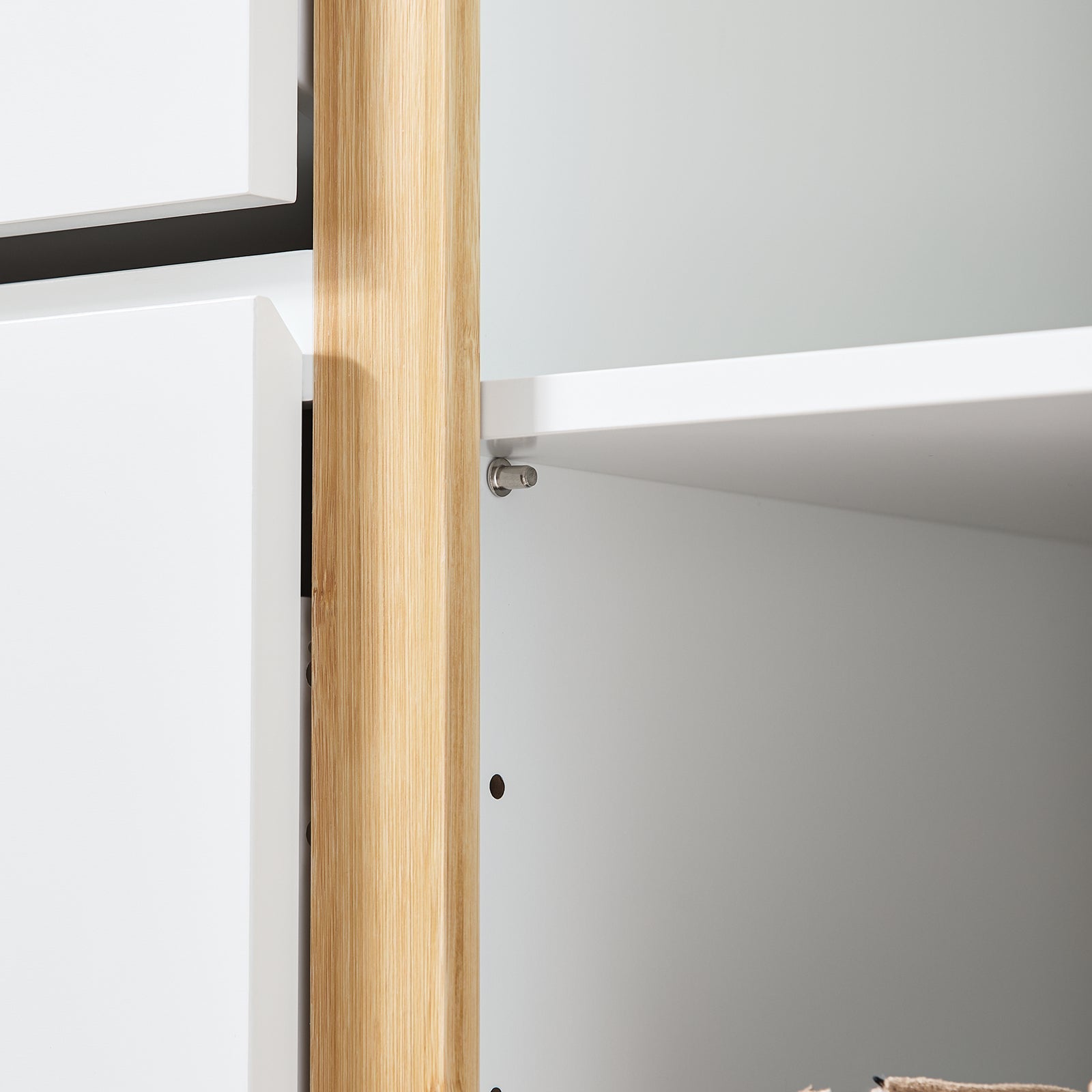 SoBuy Scarpiera con 3 ante Scarpiera stretta con 6 ripiani Cassettiera per scarpe Bianco-Naturale 86x34x122 cm FSR189-WN