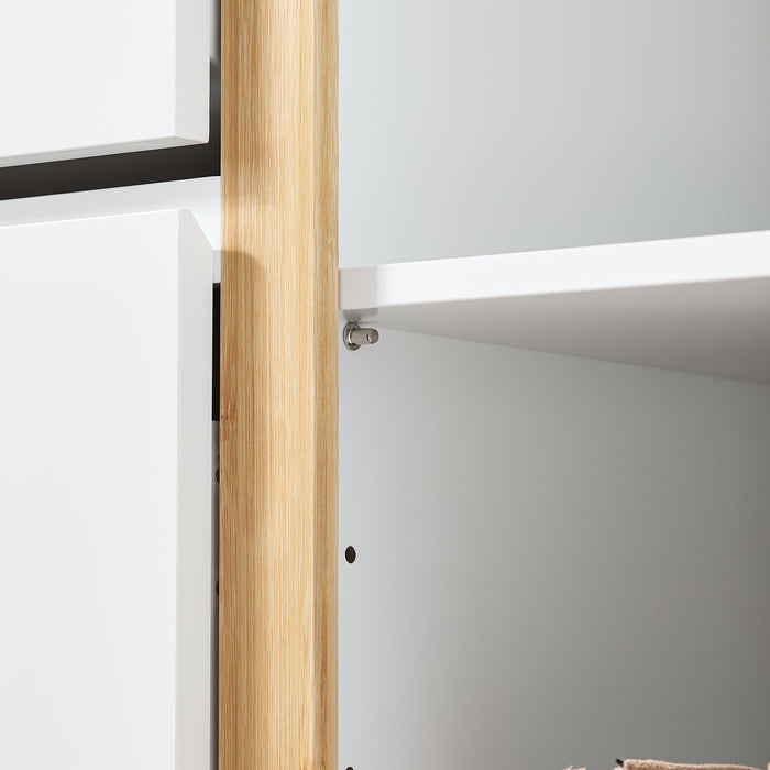 SoBuy Scarpiera con 3 ante Scarpiera stretta con 6 ripiani Cassettiera per scarpe Bianco-Naturale 86x34x122 cm FSR189-WN