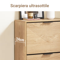SoBuy FSR200-II-N, Scarpiera Salvaspazio Slim - Mobile Ingresso Moderno con Ante Ribaltabili, Scarpiere Moderne in Legno Chiaro per 8 Paia Scarpe - Mobiletto Esterno Slim 60x24x83 cm