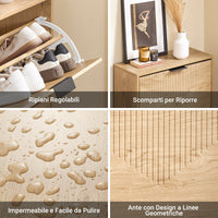 SoBuy FSR200-II-N, Scarpiera Salvaspazio Slim - Mobile Ingresso Moderno con Ante Ribaltabili, Scarpiere Moderne in Legno Chiaro per 8 Paia Scarpe - Mobiletto Esterno Slim 60x24x83 cm