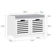 Scarpiera da ingresso Panchina con Cuscino e Cestini 2 Cestini Bianco FSR23-K-W