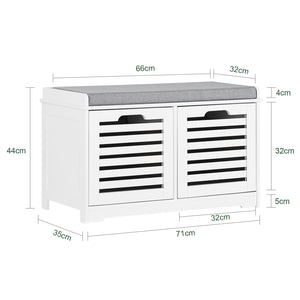 Scarpiera da ingresso Panchina con Cuscino e Cestini 2 Cestini Bianco FSR23-K-W