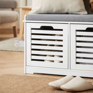 Scarpiera da ingresso Panchina con Cuscino e Cestini 2 Cestini Bianco FSR23-K-W