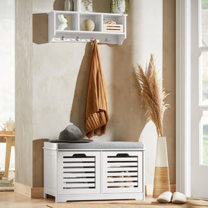 Scarpiera da ingresso Panchina con Cuscino e Cestini 2 Cestini Bianco FSR23-K-W