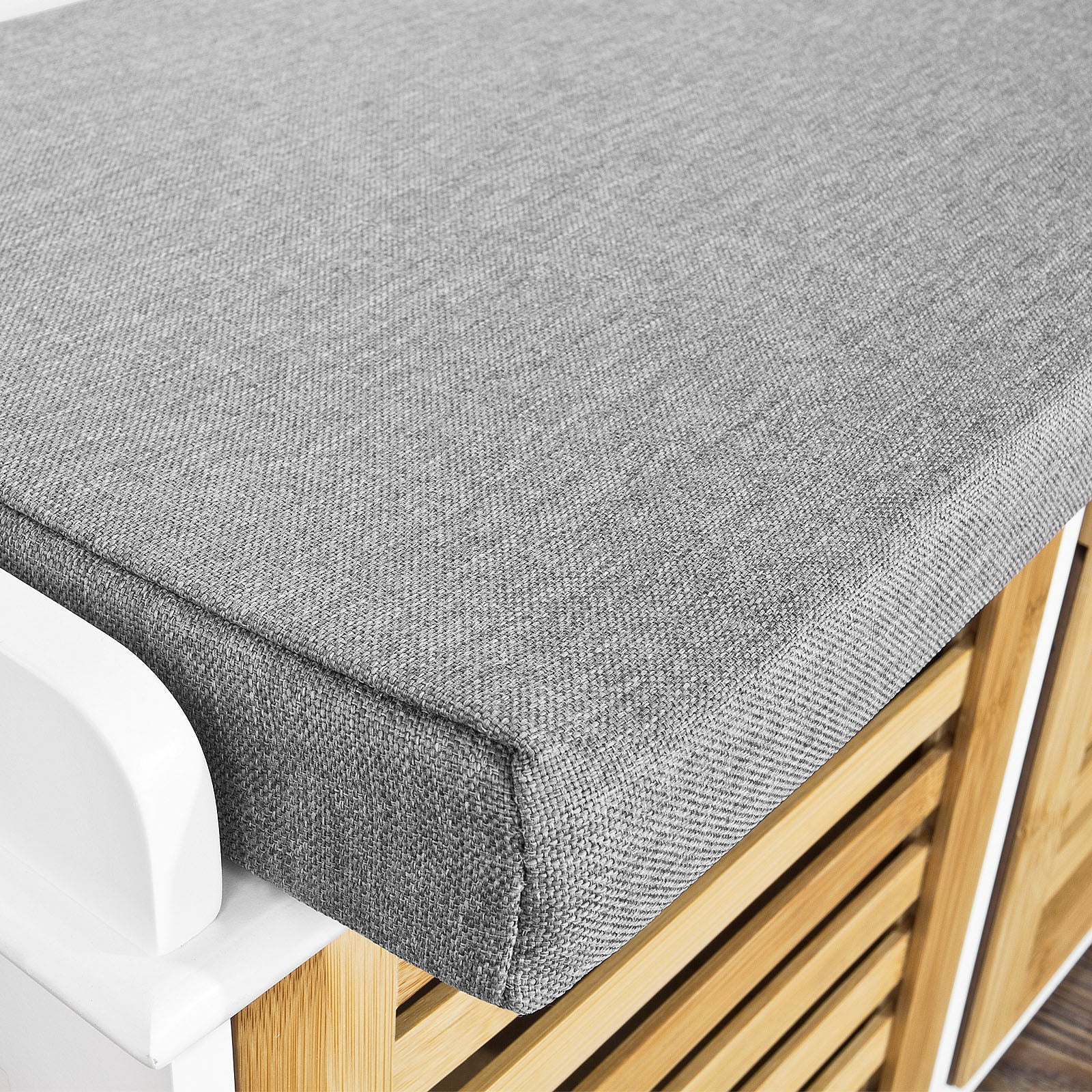 Scarpiera da ingresso Panchina con Cuscino e Cestini 3 Cestini Legno FSR23-WN