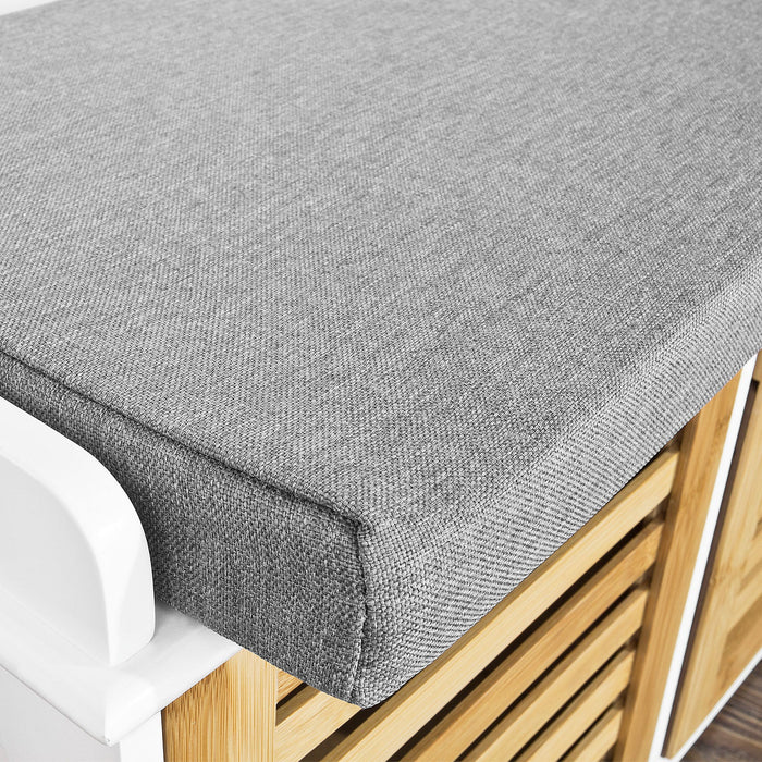 Scarpiera da ingresso Panchina con Cuscino e Cestini 3 Cestini Legno FSR23-WN