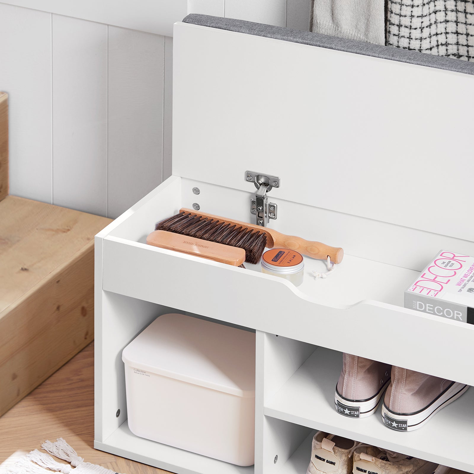 Scarpiera da ingresso, Cassapanca,Portascarpe con cuscino,FSR45-HG