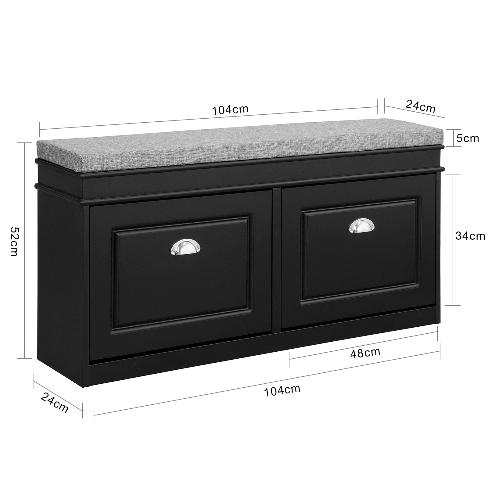 Scarpiera salvaspazio Slim Mobili per Scarpe Serie Scarpiere 104x24x52cm Nero FSR64-SCH