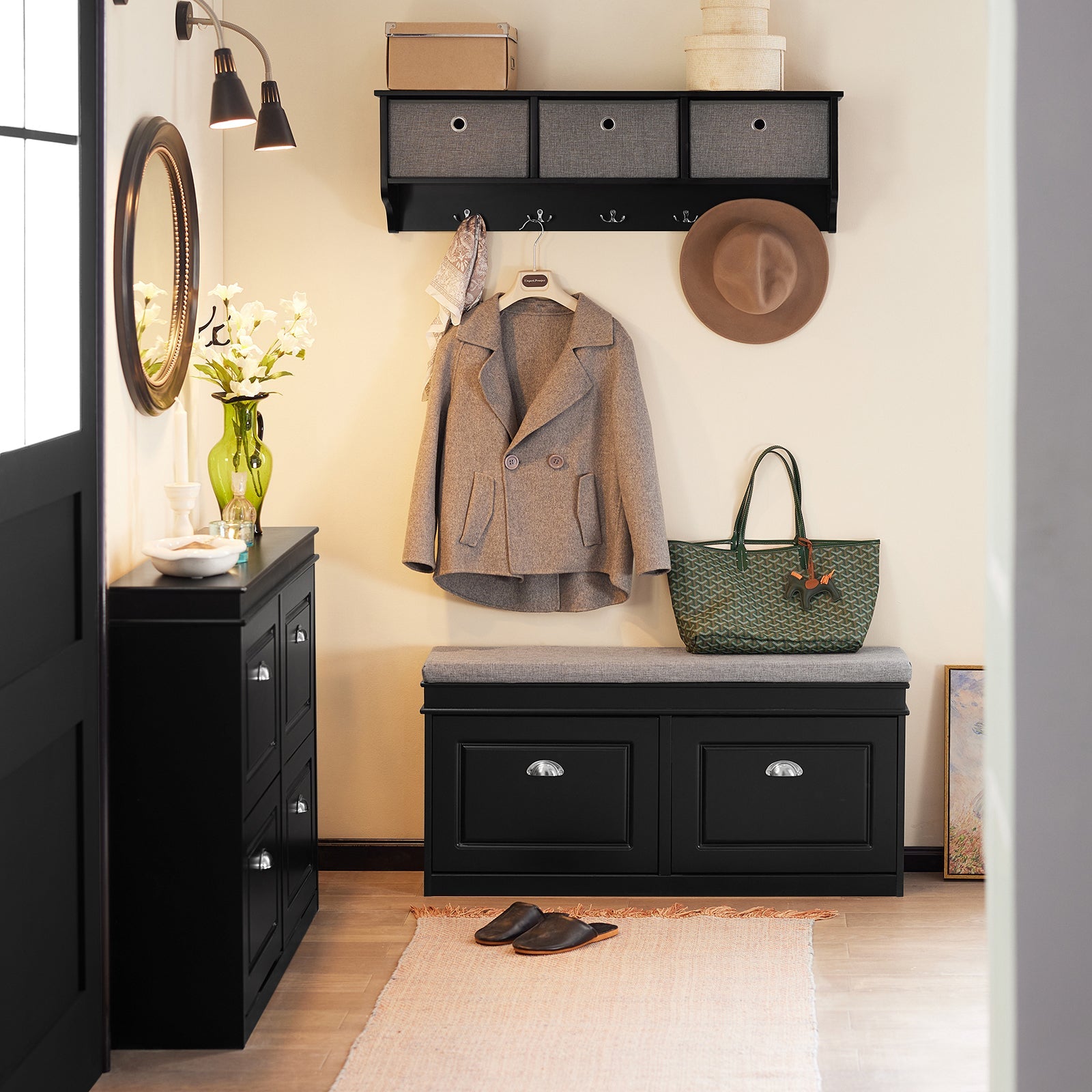 Scarpiera salvaspazio Slim Mobili per Scarpe Serie Scarpiere 104x24x52cm Nero FSR64-SCH